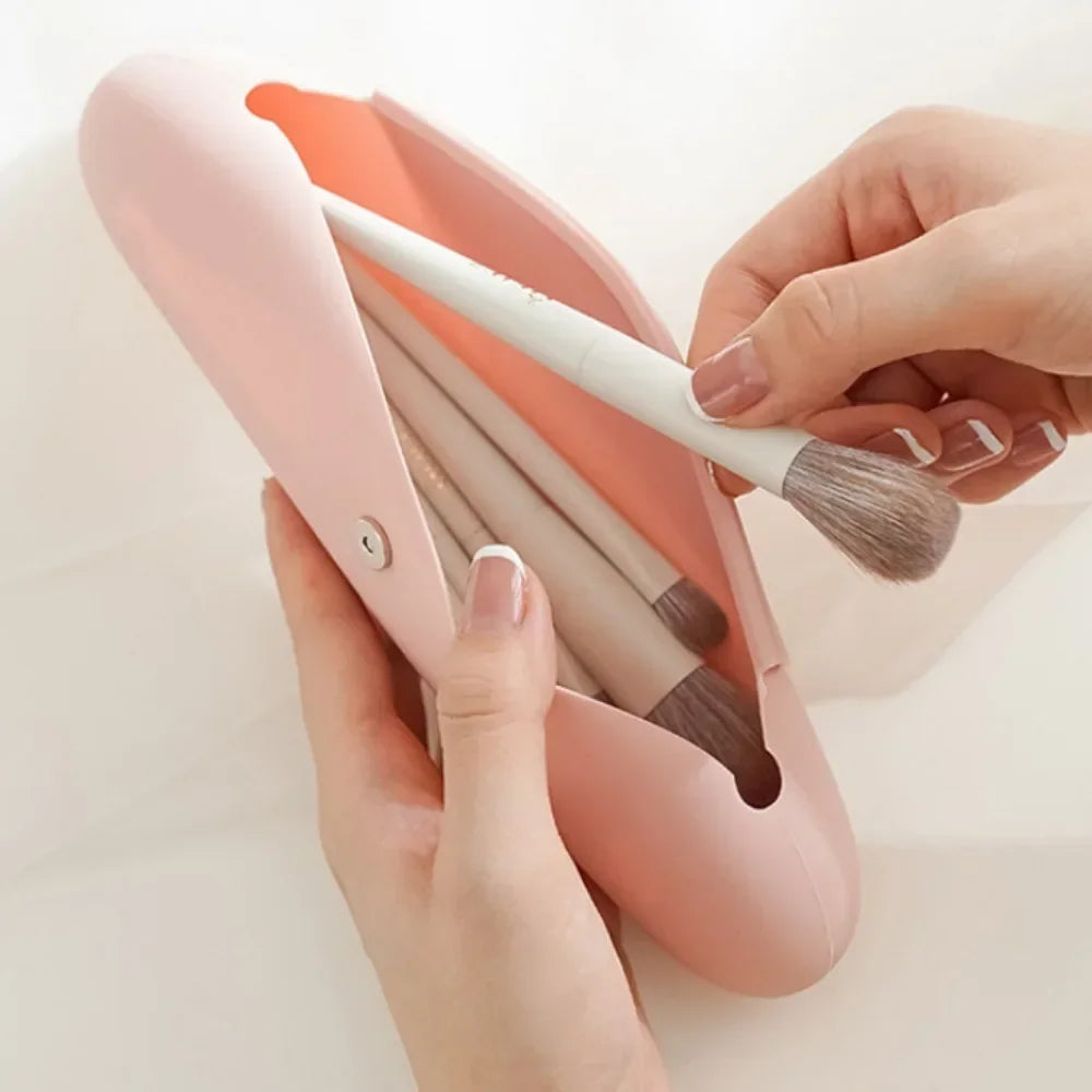 Silicone Travel Makeup Brush Holder Bag & Cosmetic Organizer