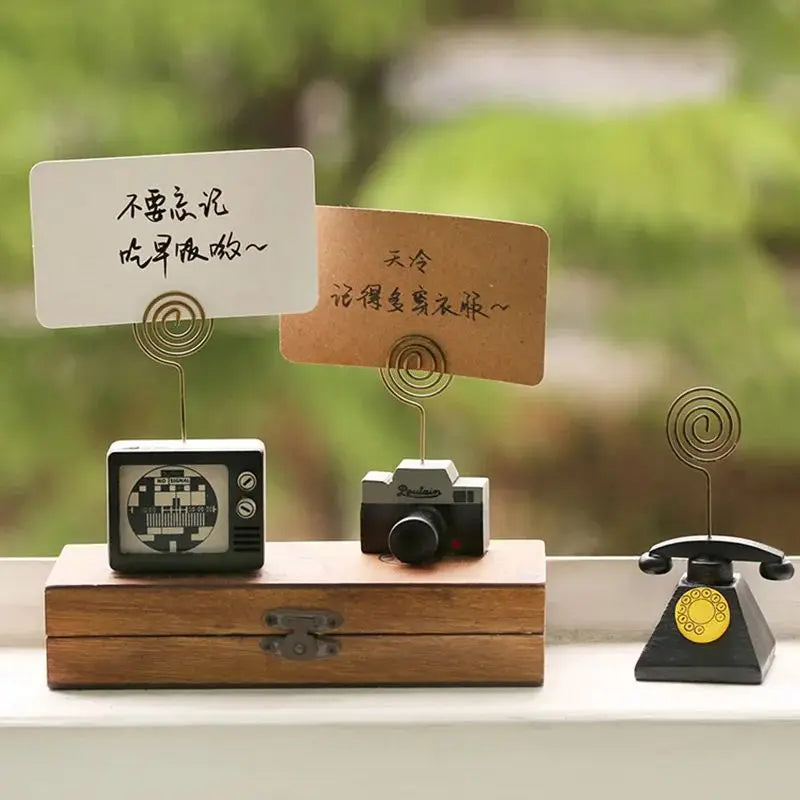 Wooden Cartoon Message & Photo Clip – Cute Desk Organizer