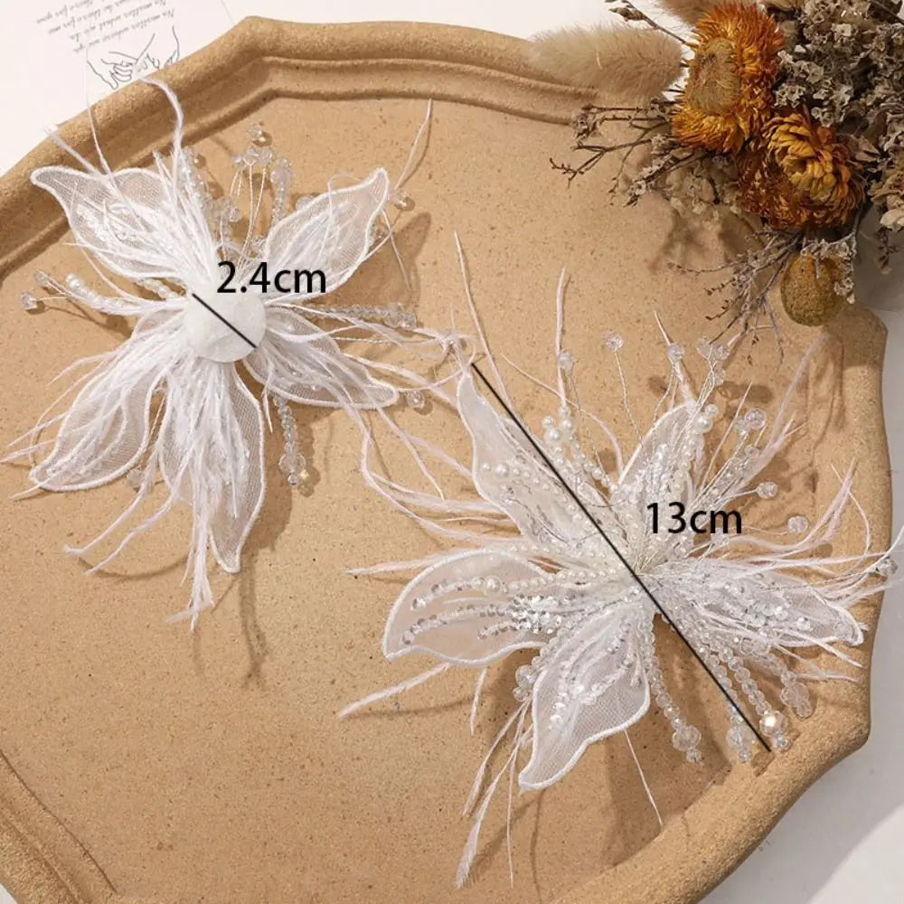 3D Organza Flower Patch – Pearl Crystal Lace Appliqué DIY