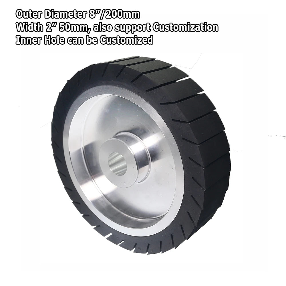 8" Rubber Expander Wheel 200x50mm + Zirconia Nylon Sanding Belts