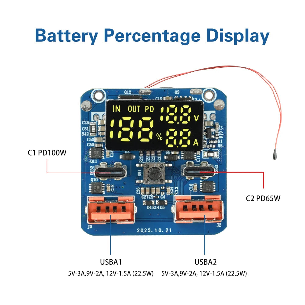 4S PD 100W Buck-Boost Fast-Charging Module 20V 5A Bidirectional