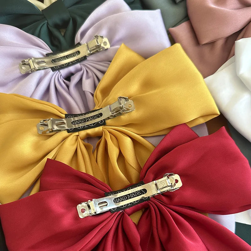 Bow Ribbon Hair Clip – Handmade Satin Barrette for Women & Girls