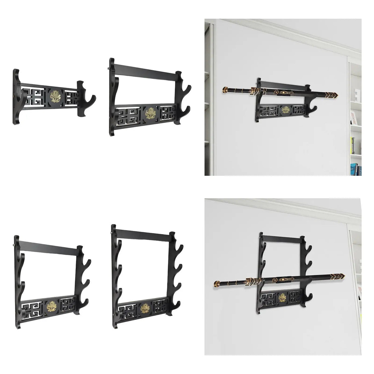 Samurai Sword Wall Mount Display Rack – Dragon Bracket Holder