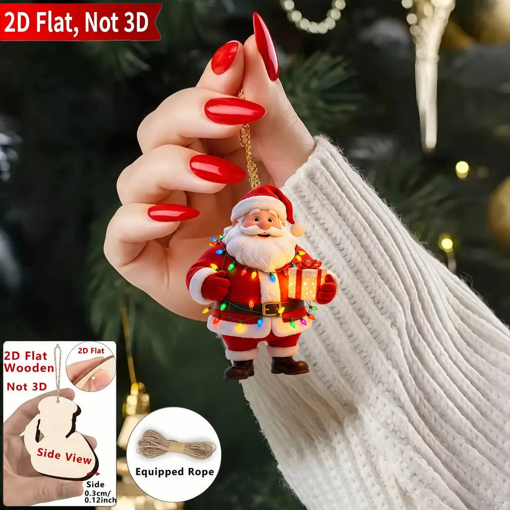 10-Piece Wooden Santa Claus Christmas Hanging Ornaments Set