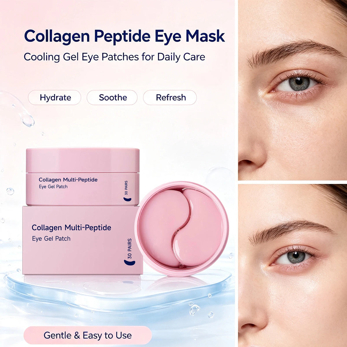 Collagen Peptide Cooling Gel Eye Patches – Hydrating Under-Eye Mask