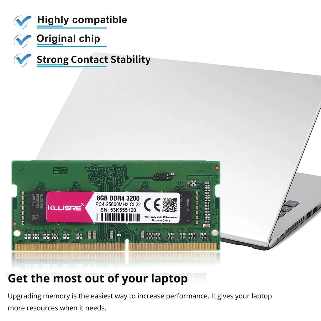 Kllisre DDR4 SODIMM 8GB Laptop RAM 2666MHz 3200MHz