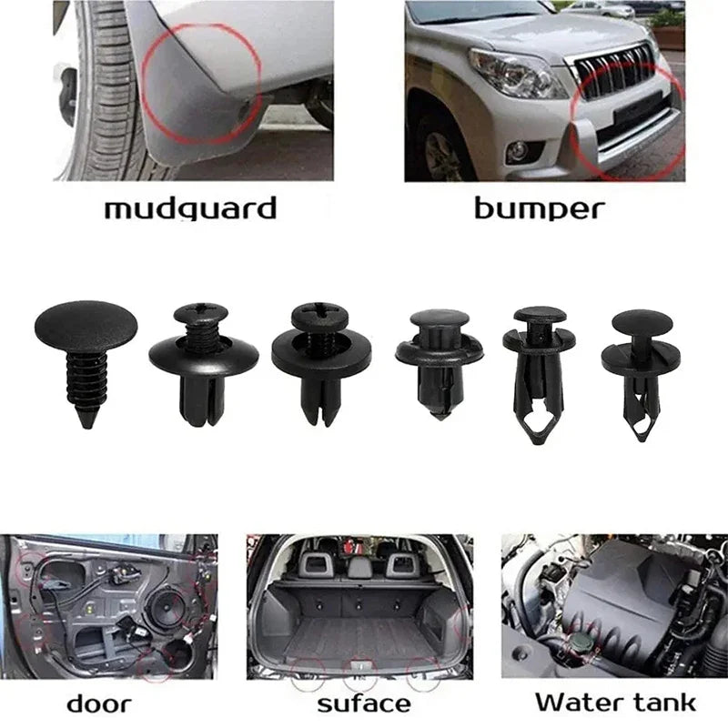 190-Piece Car Trim Fastener Set – 6 Sizes ABS Push Rivets