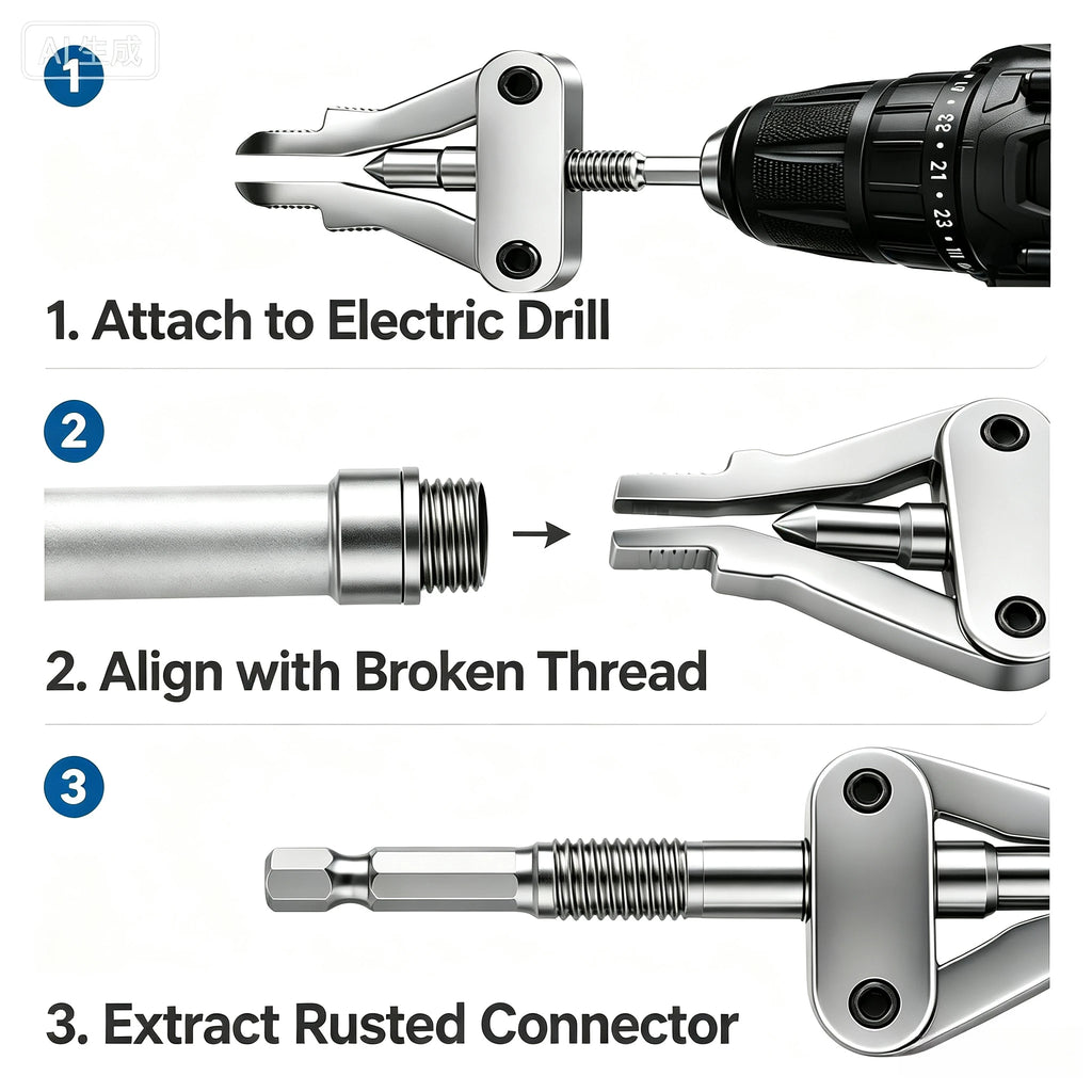 Broken Pipe Thread Extractor – Hex Shank Electric Drill Tool