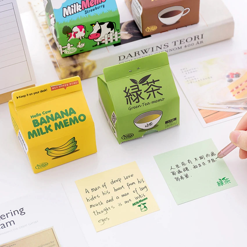 Milk Box Sticky Note Pad – 130 Blank Sheets | Cute Memo