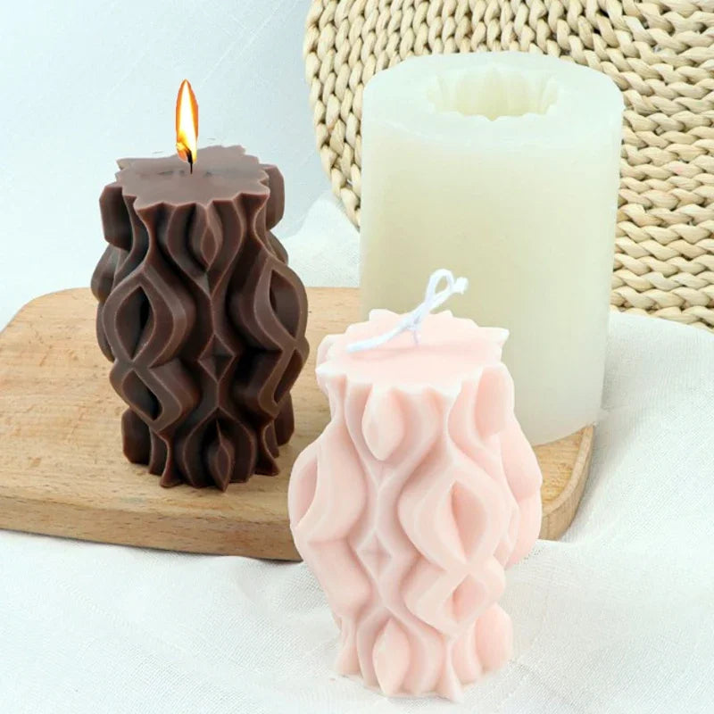 S-Shape Striped Cylindrical Silicone Mold – Candle Soap Resin