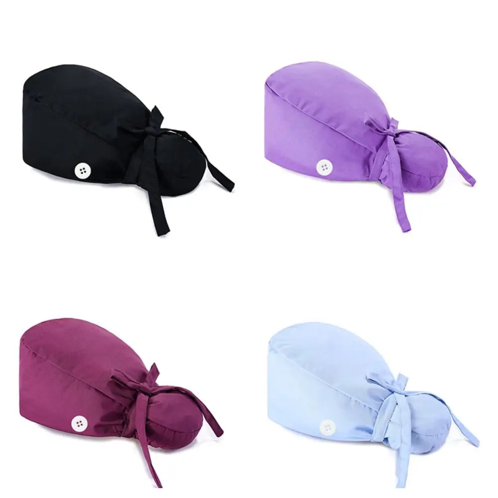 Adjustable Scrub Cap with Buttons & Ponytail Holder | Unisex