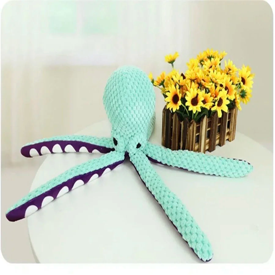 Pet Plush Octopus Dog Toy – Interactive Squeaky Chew Toy