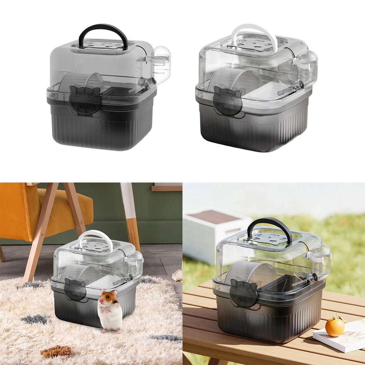 Portable Hamster Carrier Cage with Water Bottle & Wheel