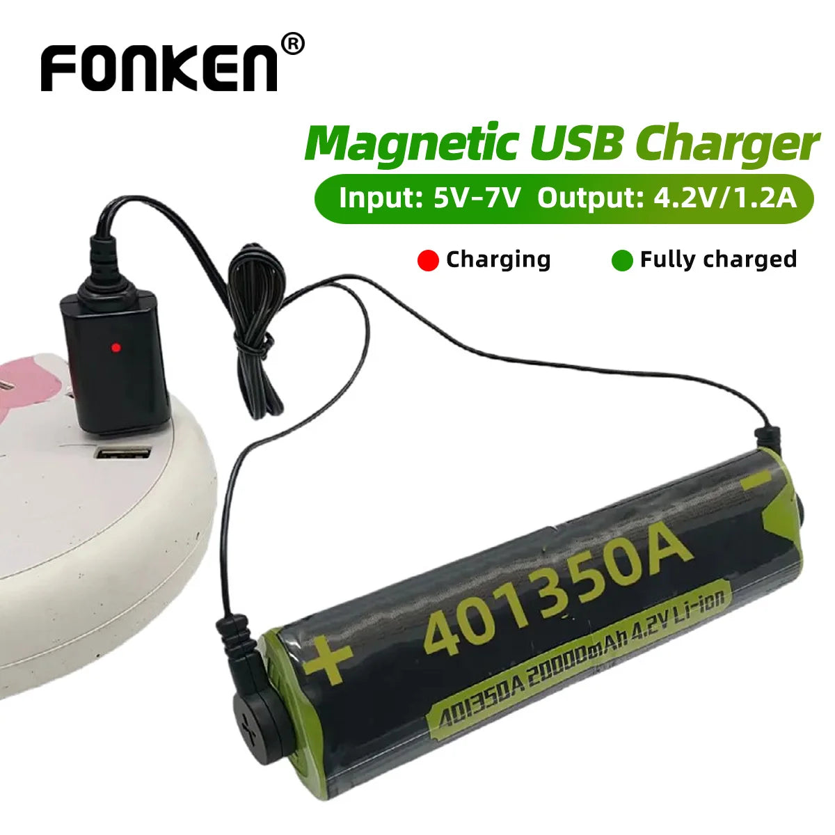 Magnetic USB Charger for 18650 16340 26650 Lithium Batteries
