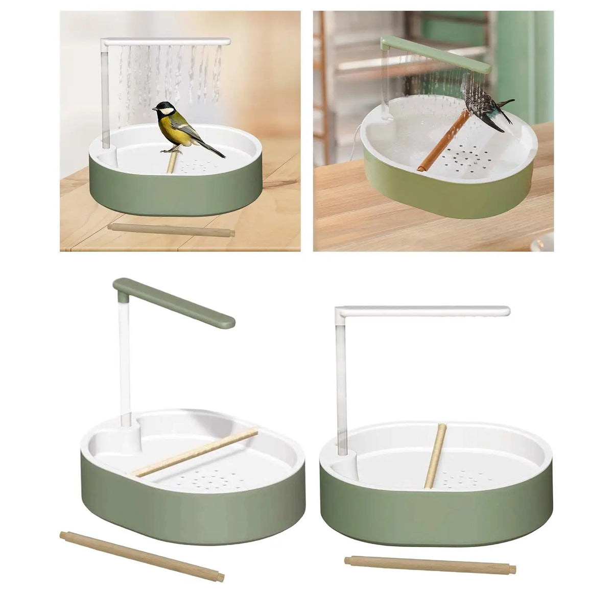 Automatic Parrot Bird Bath Shower with Wooden Perches