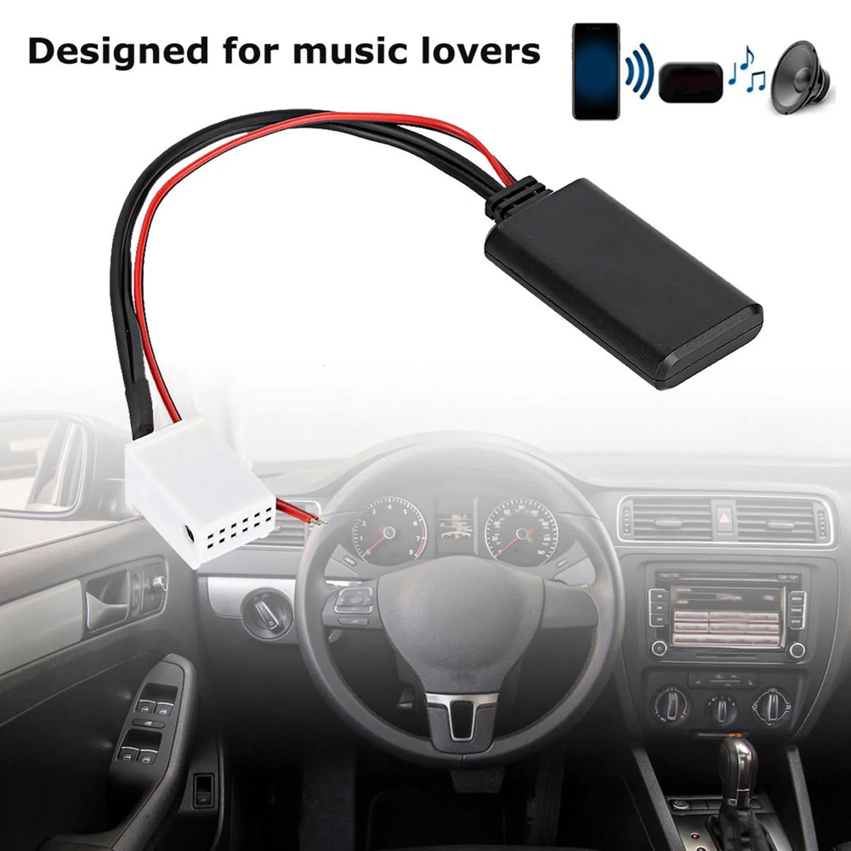 12V 12-Pin Bluetooth AUX Adapter for RCD 200 300 500 510 Radio