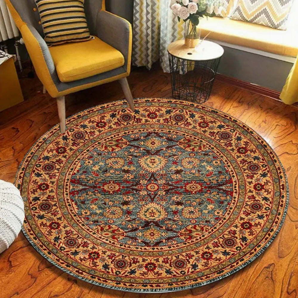 Round Washable Boho Area Rug – Modern Circle Carpet