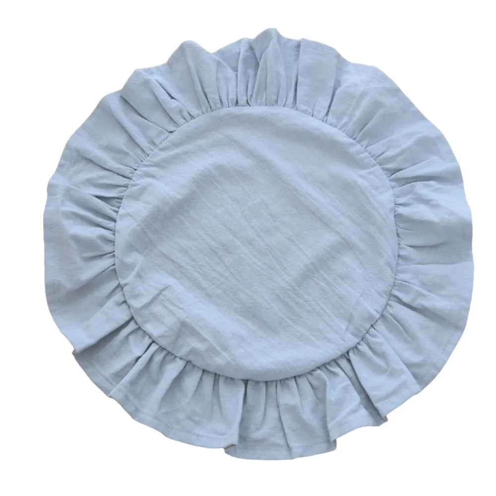 Round Ruffled Cotton Placemats – Rustic Wedding Table Décor