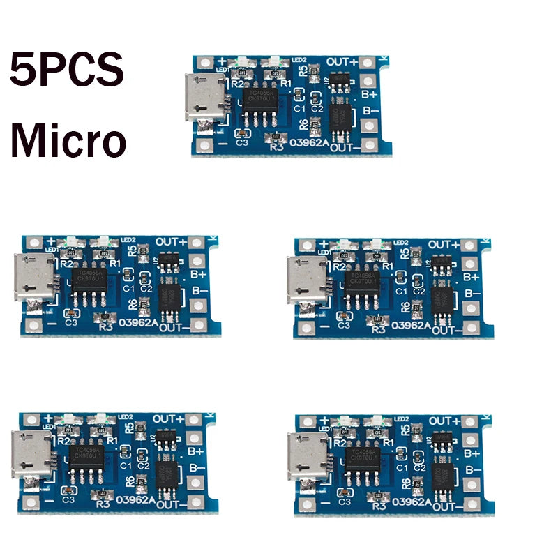 TP4056 18650 Battery Charger Module – Type-C & Micro USB 5V 1A
