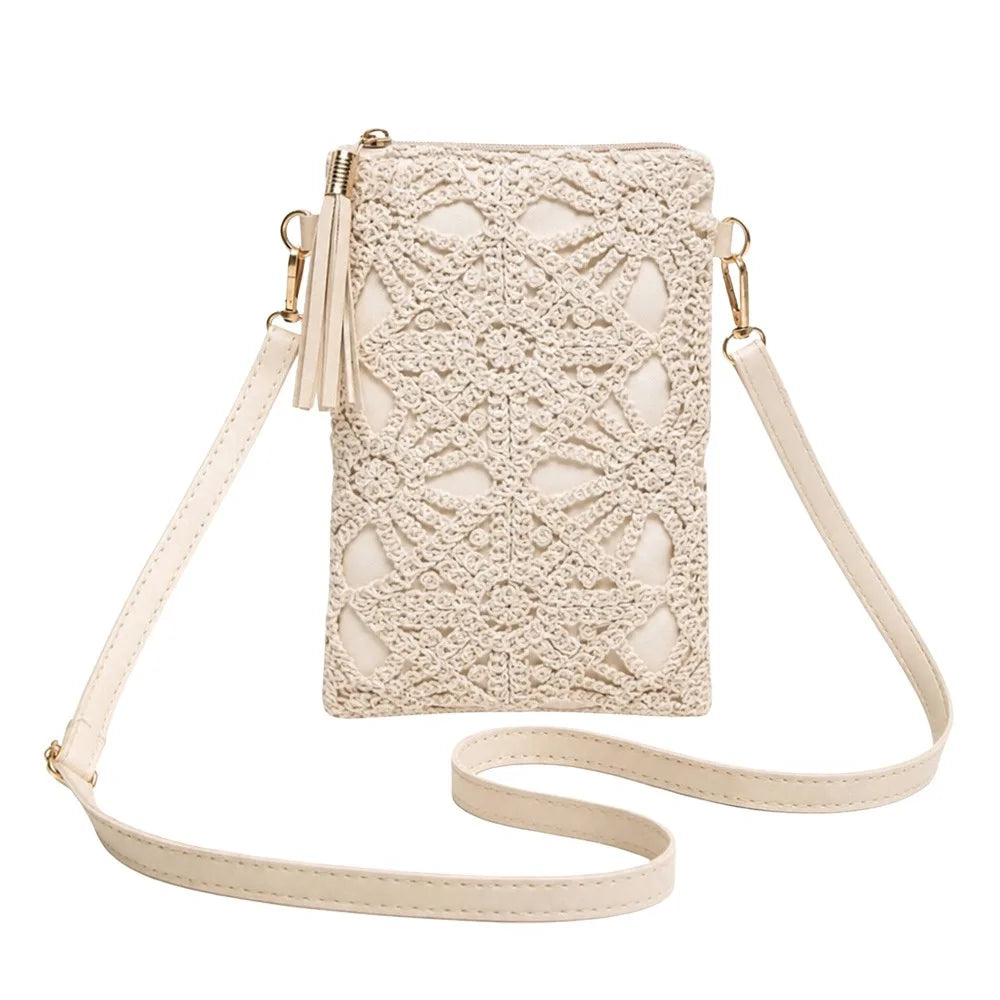 Woven Print Crossbody Bag – Lightweight Multicolor Women's Purse