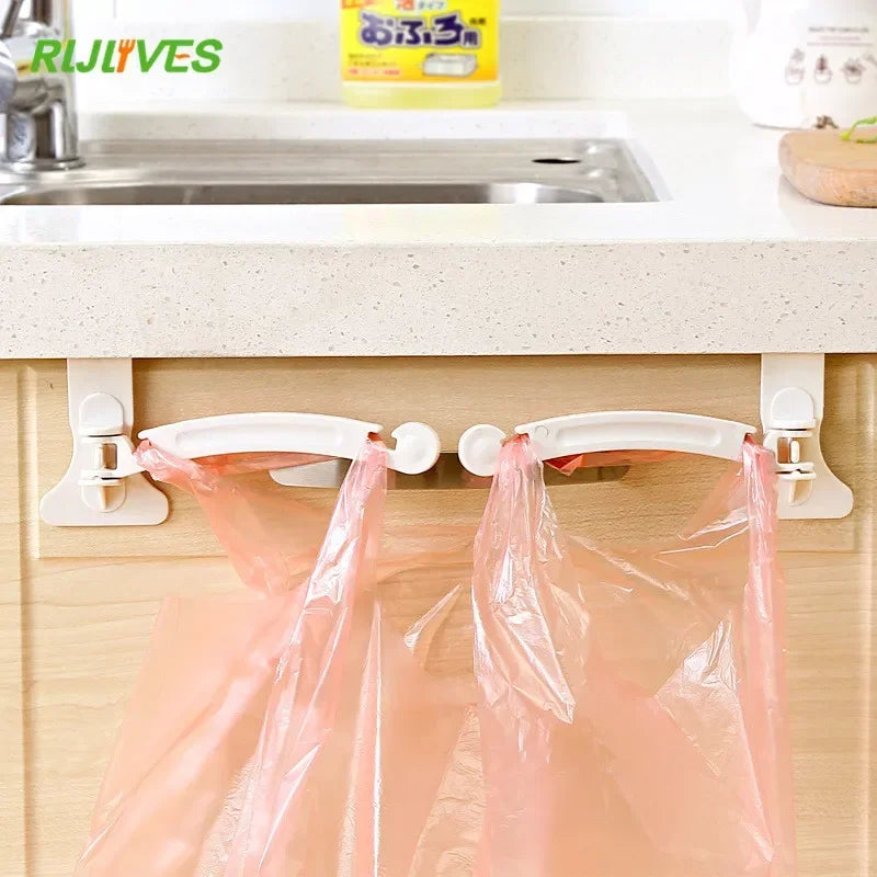 2-Pack Foldable Cabinet Door Garbage Bag Holder Hooks