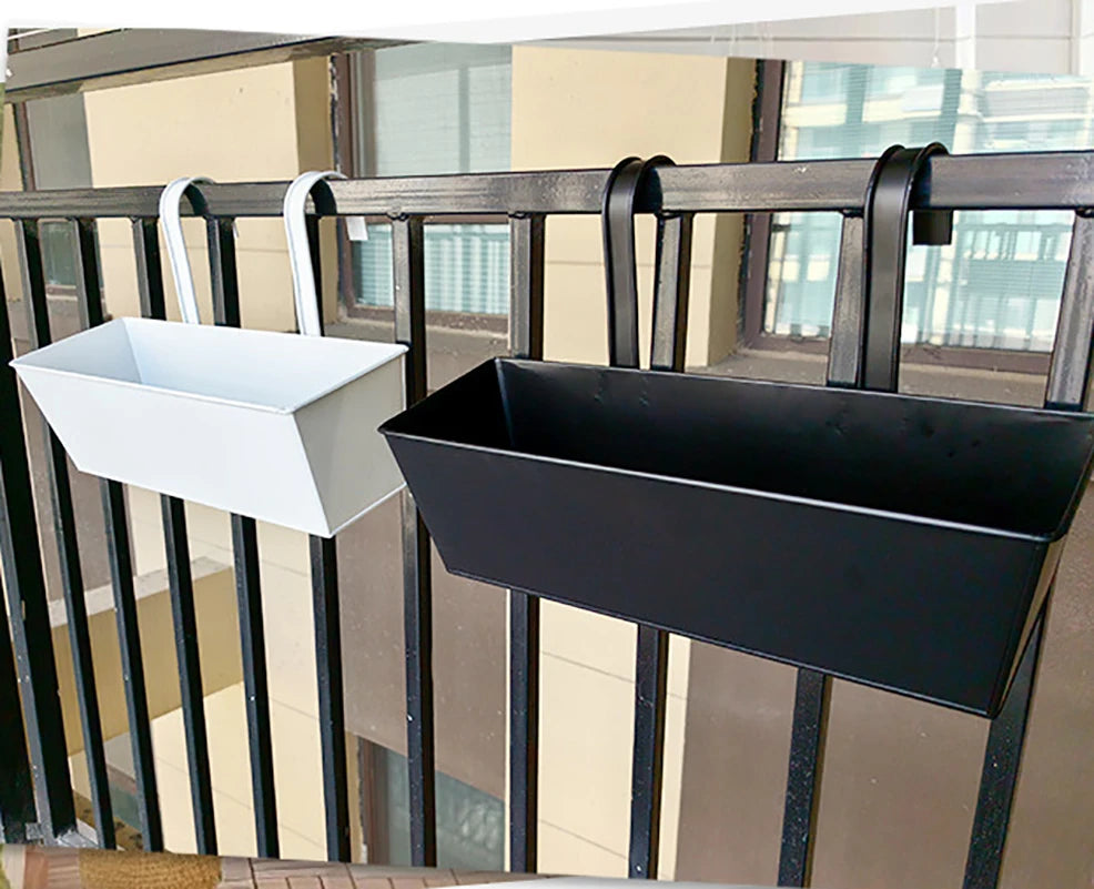 Black Metal Iron Hanging Planter – Wall, Fence & Railing