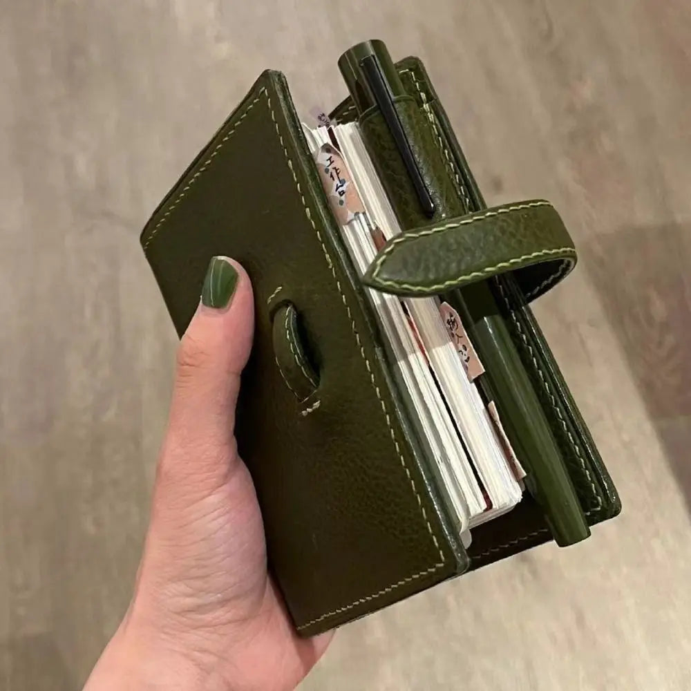 M5 Olive Green Leather Pocket Notebook – Ring Binder Journal