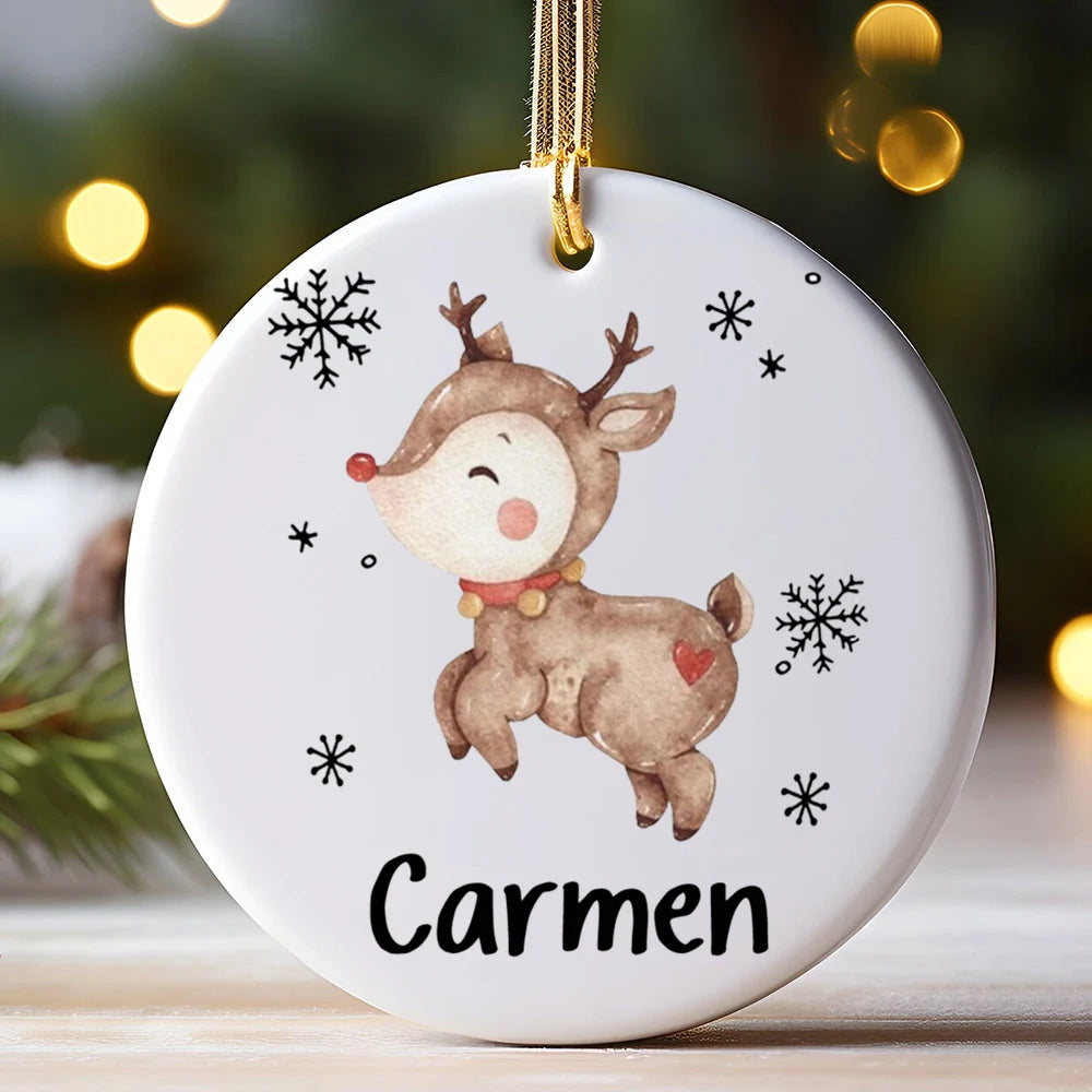 Personalized Ceramic Christmas Ornament – Custom Name Keepsake