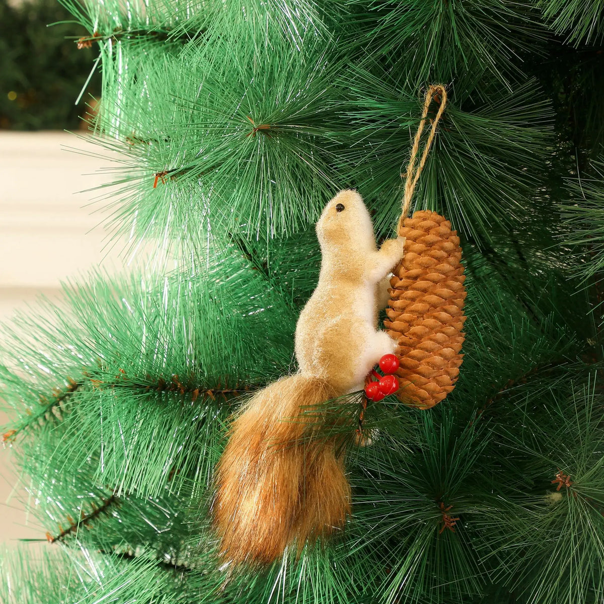 Squirrel Plush Christmas Ornament – Woodland Holiday Décor