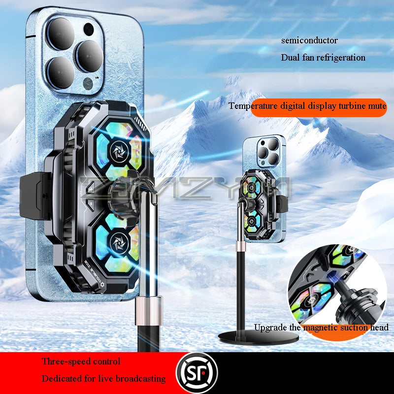 Dual-Fan Semiconductor Phone Cooler – iPhone & Android