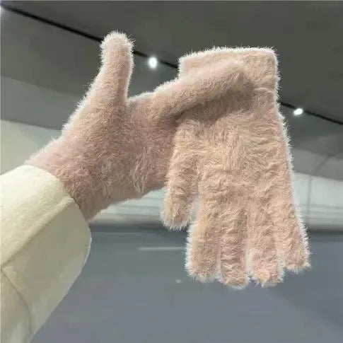 Women's Winter Warm Plush Velvet Gloves – Windproof Knit