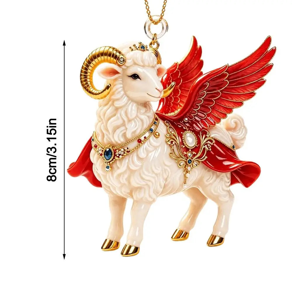 Acrylic Rhinestone Goat Hanging Ornament | Zodiac Souvenir