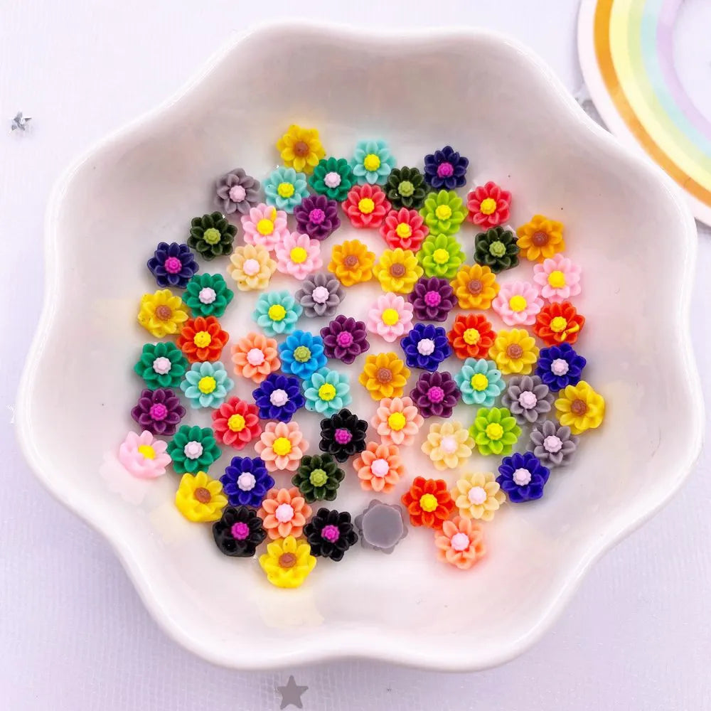 100pcs Resin Flower Flatback Rhinestones – Nail Art & DIY Craft