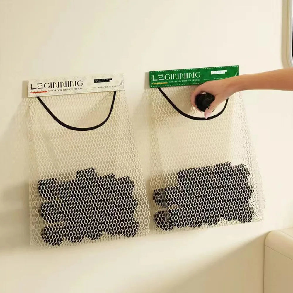 Wall-Mounted Hanging Mesh Bag for Fruit & Vegetable Storage