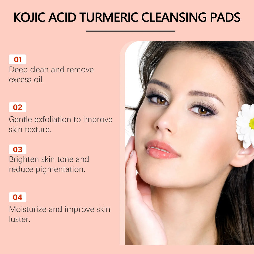 Turmeric Kojic Cleansing Pads – Brighten & Exfoliate 50pcs