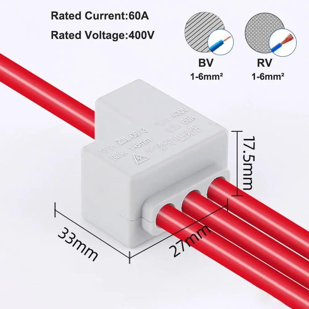 Brass Quick Terminal Block Wire Connector 60A 400V Splice