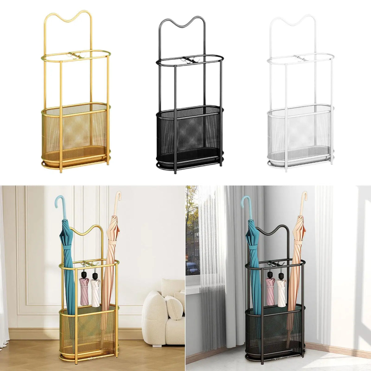 Modern Iron Umbrella Stand | Waterproof Freestanding Rack