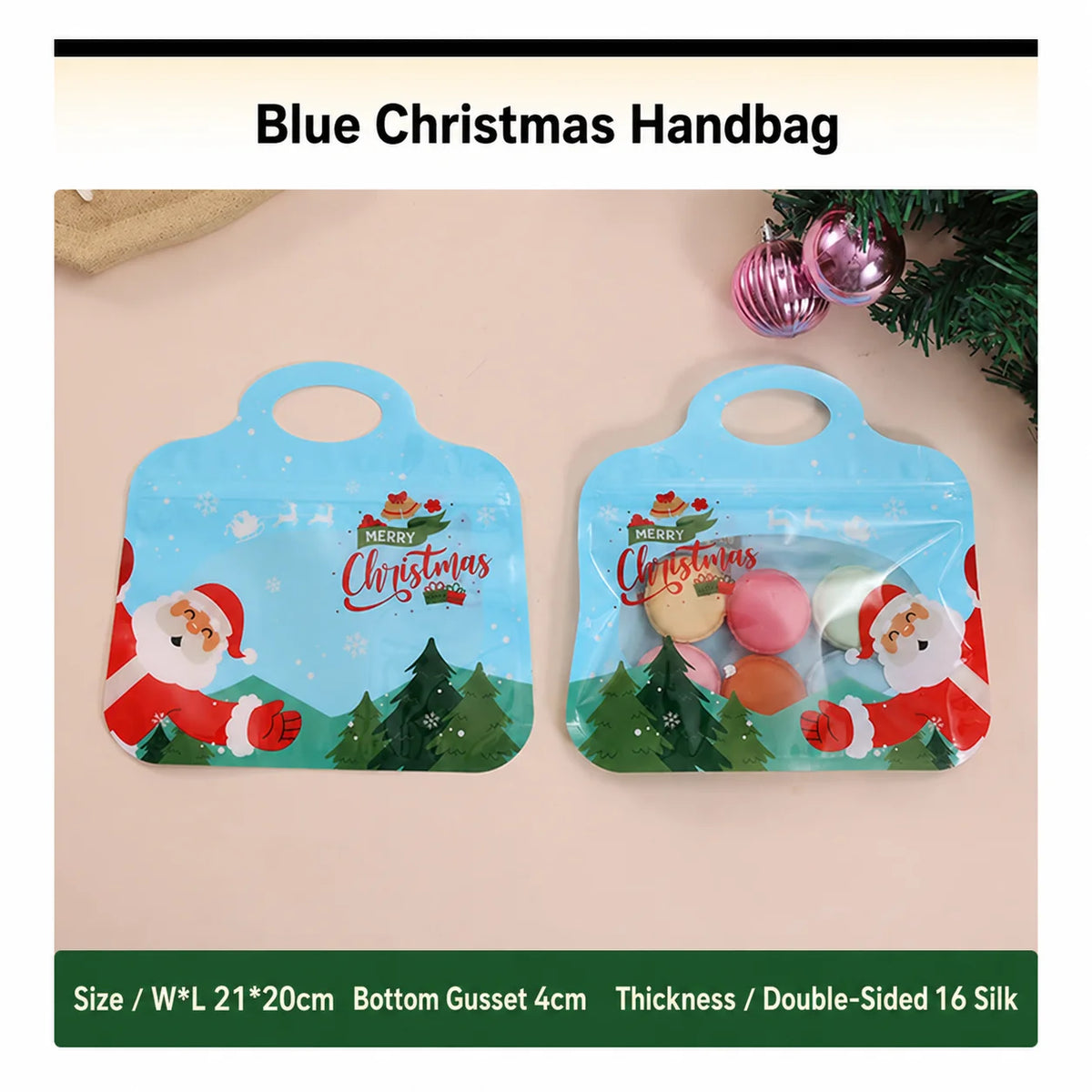 50Pcs Christmas Self-Sealing Gift Bags – Santa Treat Pouches