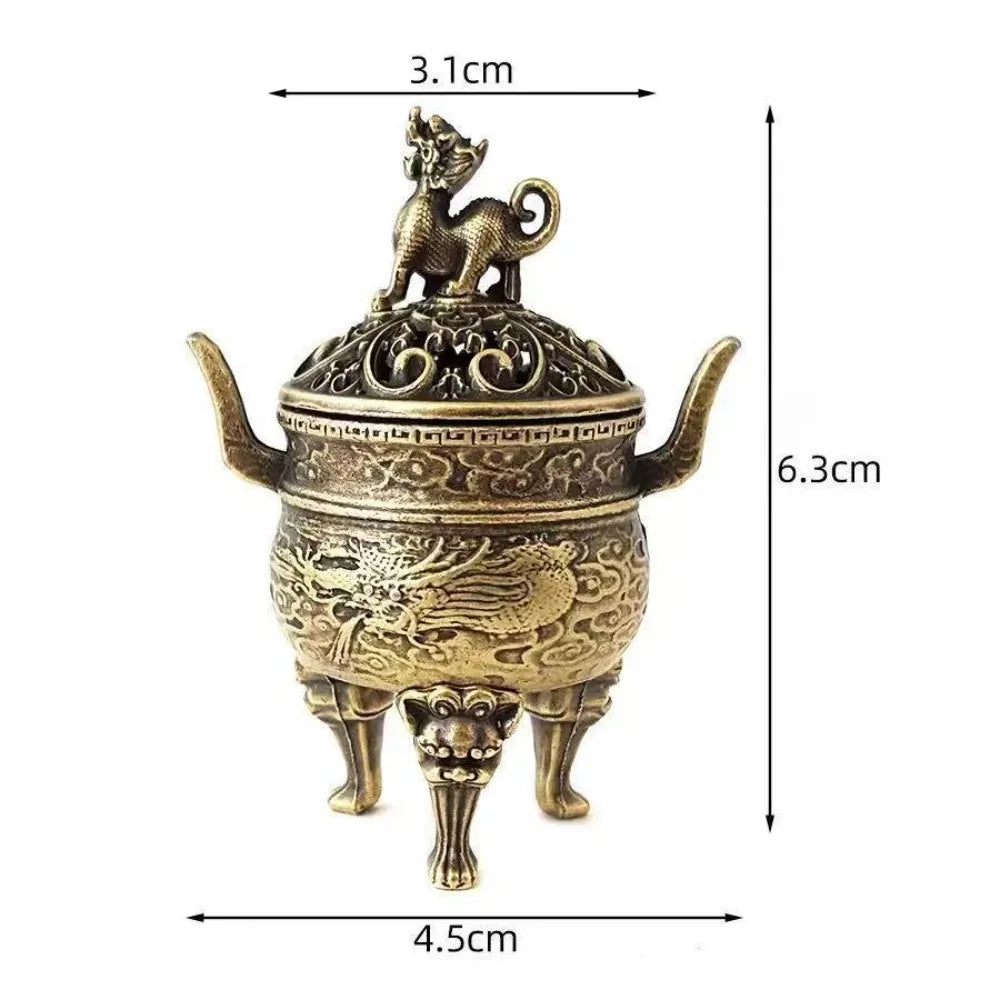 Vintage Alloy Lotus Incense Burner – Hollow Three-Legged Censer