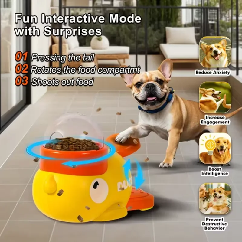 Yellow Duck Dog Treat Dispenser – Interactive Pet Feeding Toy