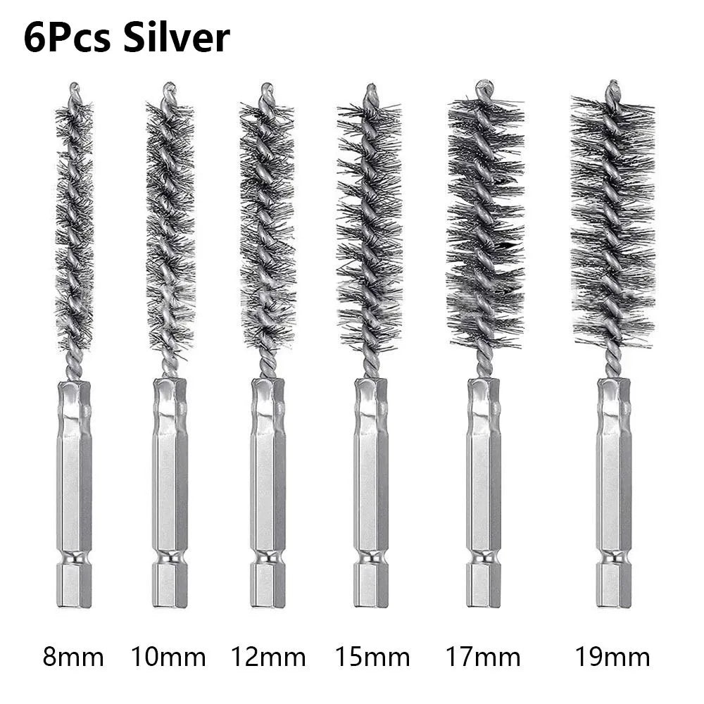 Stainless Steel Bore Brush Set | 1/4" Hex Shank 8–25mm 6–14 Pcs