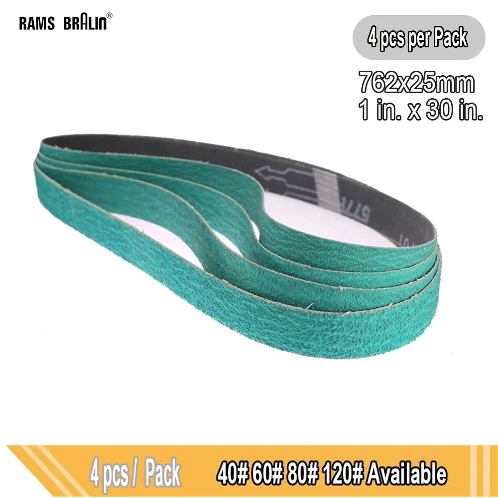 4-Pack Zirconia Sanding Belts 1"×30" for Knife Blade Grinding