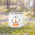 Personalised Ghost Enamel Mug – Kids Halloween Name Cup
