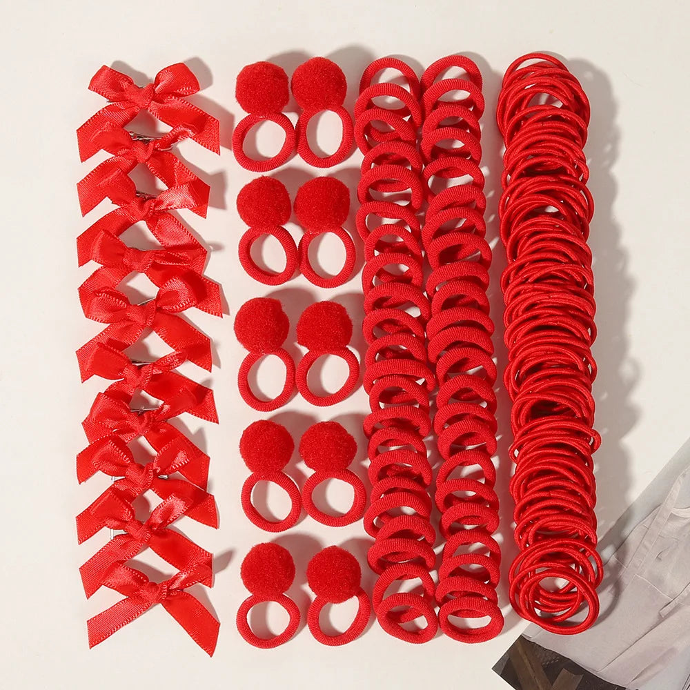 Kids' Handmade Bow Hair Clip & Rubber Band Headband Set