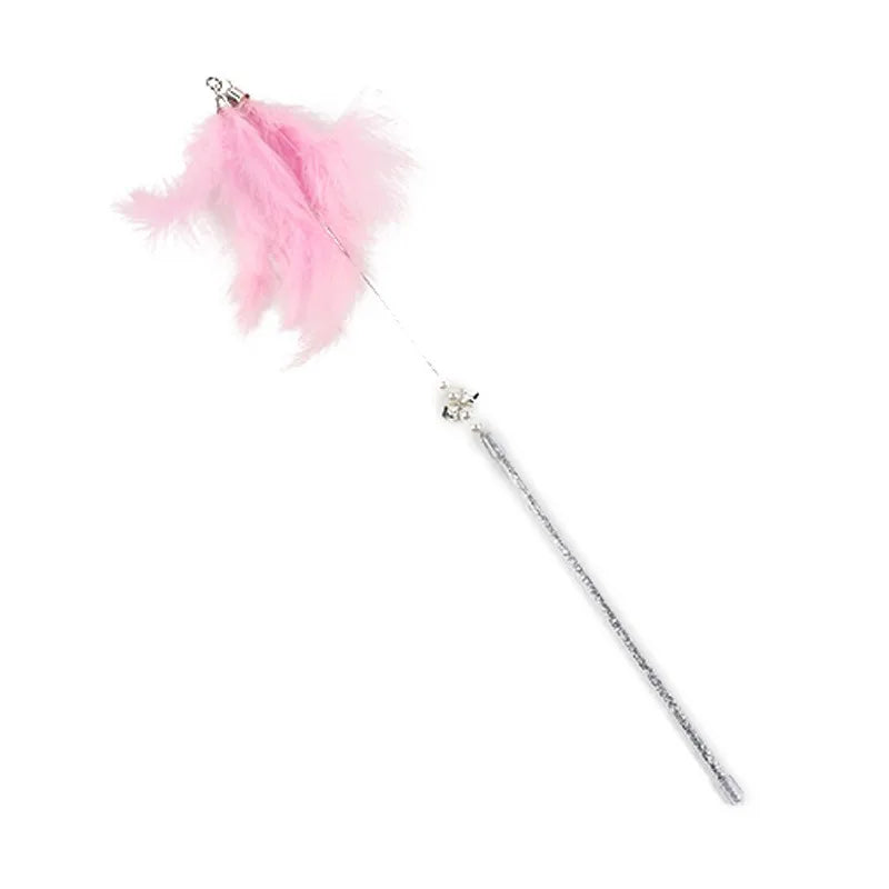 Feather & Bell Cat Wand Toy – Handheld Tickle Wand