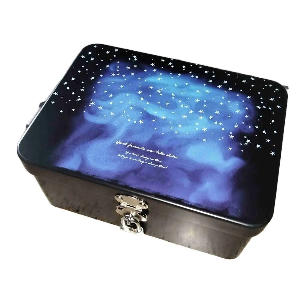 Vintage Tinplate Storage Box with Lock & Key | Jewelry Tin