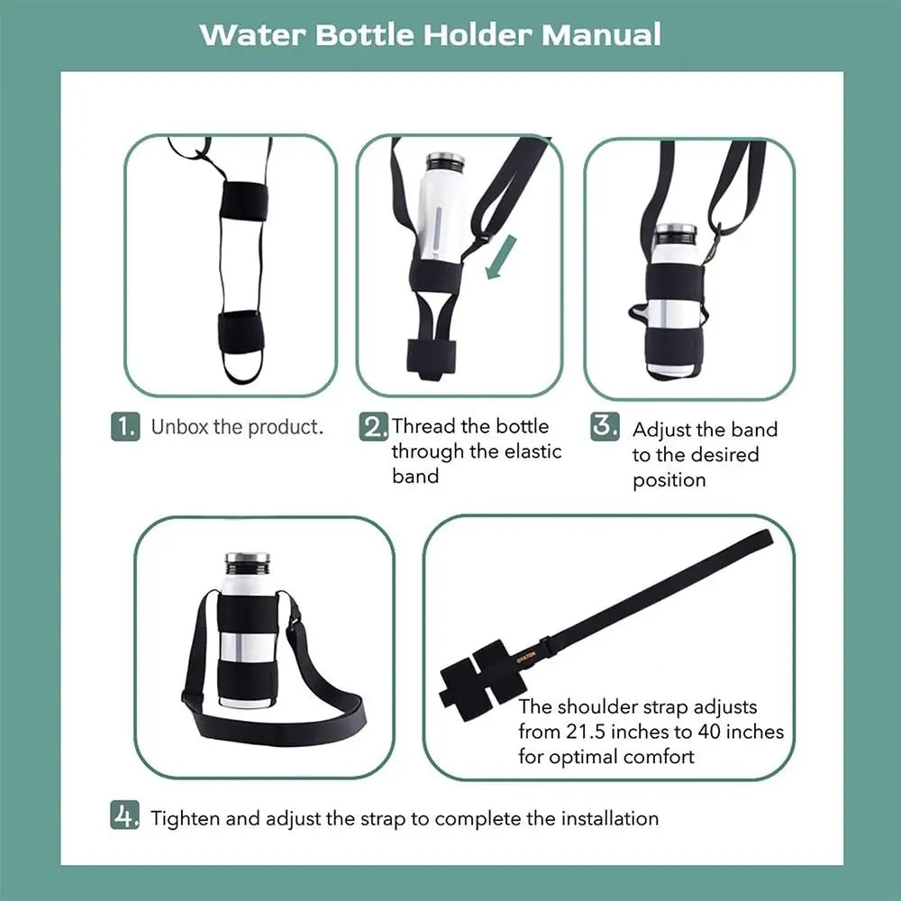Adjustable Water Bottle Carrier Sling – Hands-Free Shoulder Strap