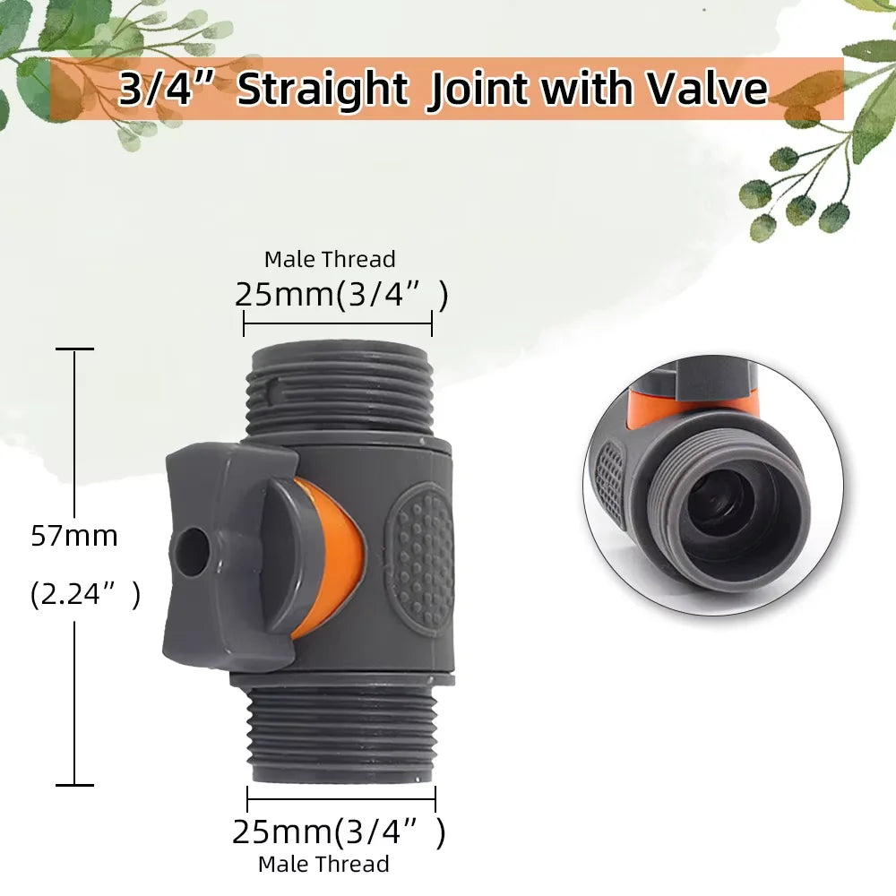 Garden Hose Quick Connector 1/2" 3/4" 1" On/Off Tap Valve