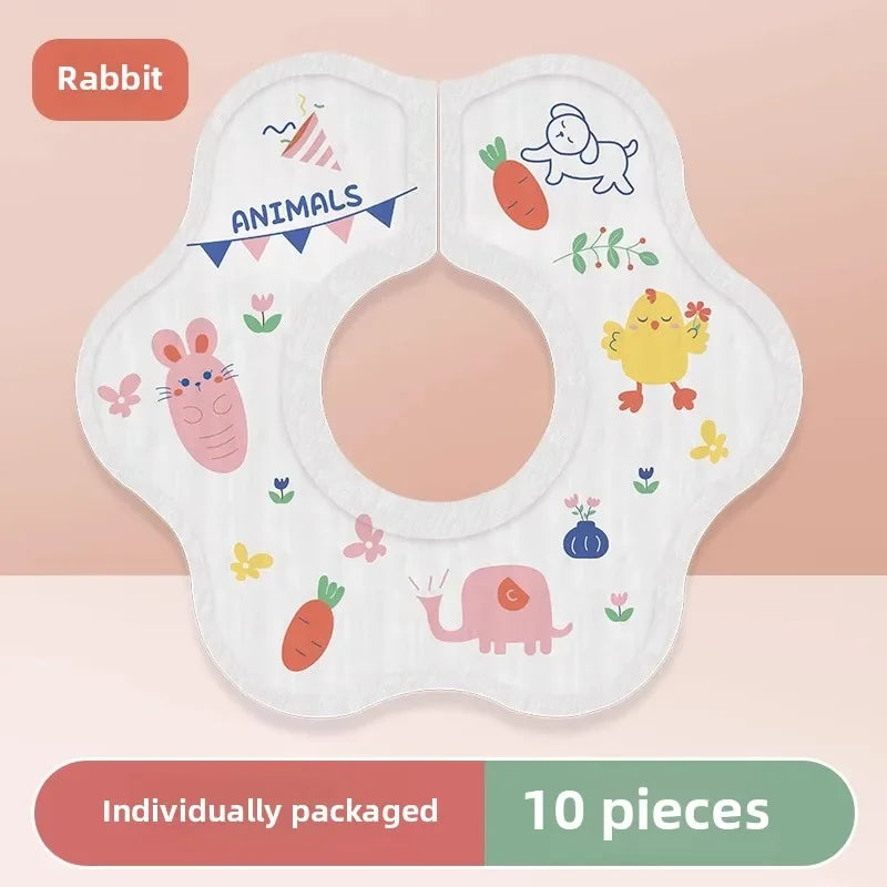 Disposable 360° Waterproof Baby Drool Bibs – 10 Pack