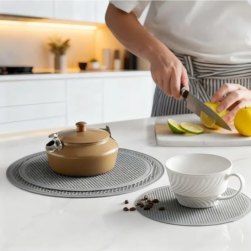 Round Silicone Honeycomb Trivet Mats | Heat Resistant Non-Slip